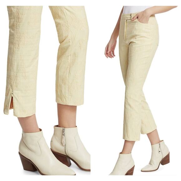 Stine Goya Wally Yellow Floral Tulip Embroidered Straight-Leg Trousers - Picture 1 of 12